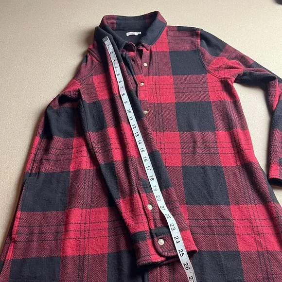 Faherty Legend Sweater Shirt Dress Buffalo Plaid Check Red Black-Sz Large - Picture 11 of 11